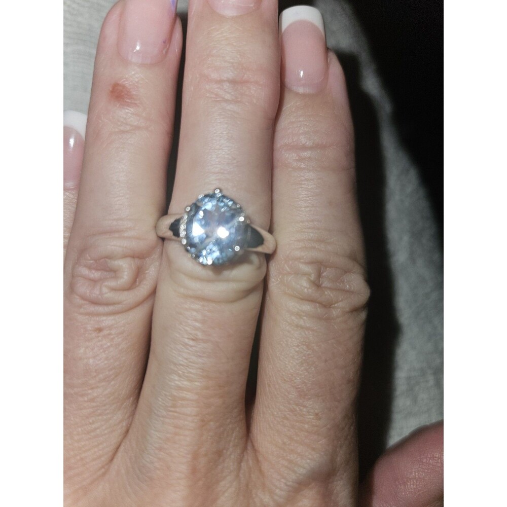 Gorgeous Womens Sterling Silver Blue Topaz White Topaz Size 7 Designer Ring - Picture 4 of 8